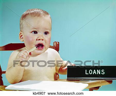 1960s serious thoughtful baby as banking loan officer View Large Photo Image Stock Photo - 1960s serious thoughtful baby as banking loan officer. Fotosearch