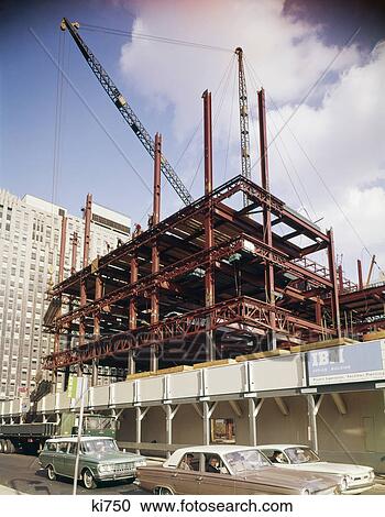 Stock Image - 1960s steel girder construction ibm building penn center philadelphia pa. Fotosearch