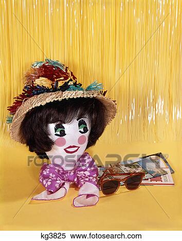 1960s vacation still life with brochures sunglasses styrofoam woman’s head wearing straw hat View Large Photo Image Stock Photography - 1960s vacation still life with brochures sunglasses styrofoam woman’s head wearing straw hat. Fotosearch