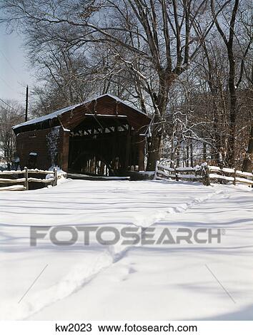 1960s winter covered bridge goshen road west chester park pennsylvania View Large Photo Image Stock Image - 1960s winter covered bridge goshen road west chester park pennsylvania. Fotosearch