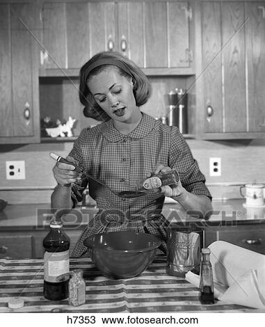 1960s woman baking kitchen View Large Photo Image Stock Image - 1960s woman baking kitchen. Fotosearch