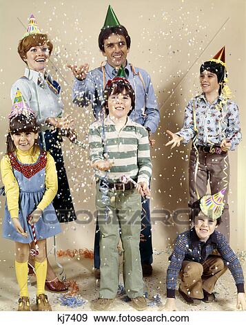 1970s family party confetti View Large Photo Image Stock Photo - 1970s family party confetti. Fotosearch