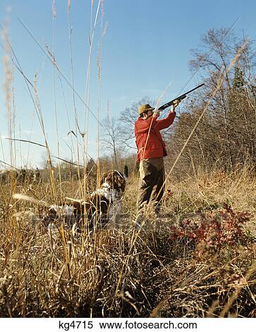 1970s man hunter with dog shooting gun in autumn field View Large Photo Image Stock Photography - 1970s man hunter with dog shooting gun in autumn field. Fotosearch