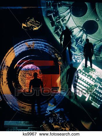 1970s multiple images of man and technical shapes and objects plot computer bizarre grotesque View Large Photo Image Stock Photo - 1970s multiple images of man and technical shapes and objects plot computer bizarre grotesque. Fotosearch