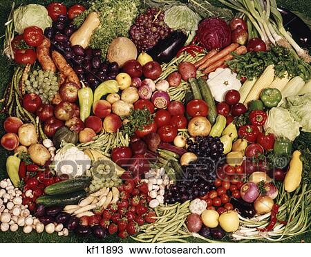 1970s overall pattern of fresh fruit and vegetables View Large Photo Image Stock Image - 1970s overall pattern of fresh fruit and vegetables. Fotosearch