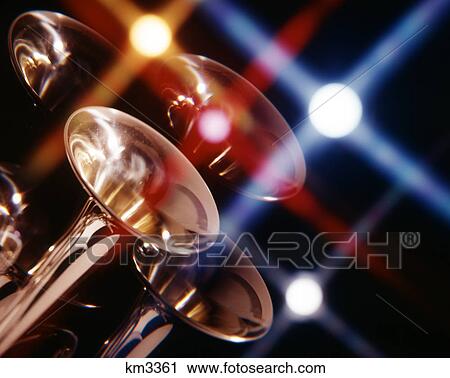 1980s brass horns and colorful lights View Large Photo Image Stock Image - 1980s brass horns and colorful lights. Fotosearch