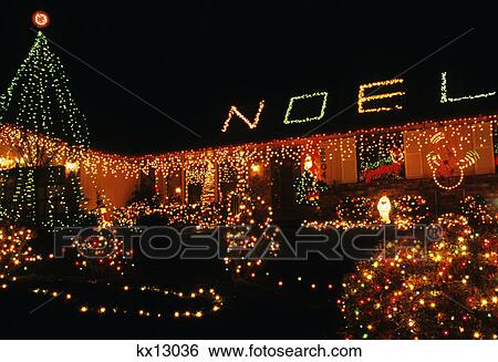 1990s christmas lights on house washington state usa View Large Photo Image Stock Photograph - 1990s christmas lights on house washington state usa. Fotosearch