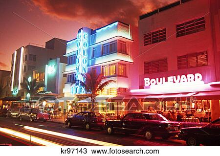 Stock Image - art deco miami beach florida. Fotosearch