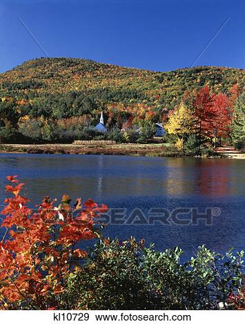 Stock Photo - autumn scene eaton center and crystal lake new hampshire. Fotosearch