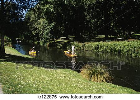 christchurch, new zealand people in gondola and canoes on stream in christchurch botanical gardens View Large Photo Image Stock Photography - christchurch, new zealand people in gondola and canoes on stream in christchurch botanical gardens. Fotosearch