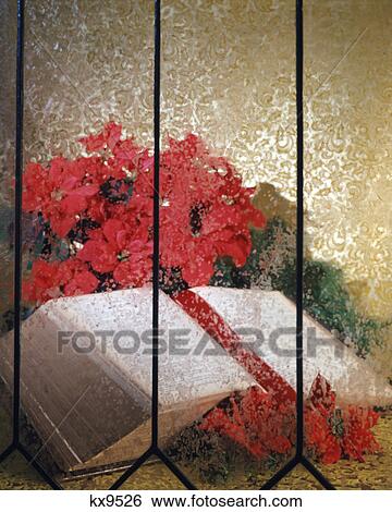 christmas still life open bible poinsettias through a leaded glass frosty window View Large Photo Image Stock Photograph - christmas still life open bible poinsettias through a leaded glass frosty window. Fotosearch
