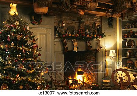 christmas tree and fireplace View Large Photo Image Stock Photo - christmas tree and fireplace. Fotosearch