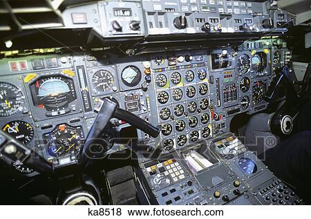 Stock Photo - cockpit of concorde sst - supersonic transport. Fotosearch