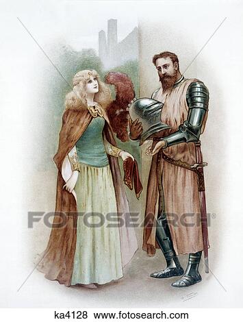 color illustration of medieval knight lancelot and lady elaine View Large Photo Image Stock Photo - color illustration of medieval knight lancelot and lady elaine. Fotosearch