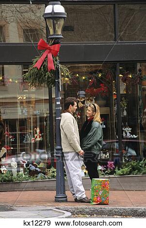 couple shopping at christmas time bethlehem, pennsylvania View Large Photo Image Stock Photo - couple shopping at christmas time bethlehem, pennsylvania. Fotosearch