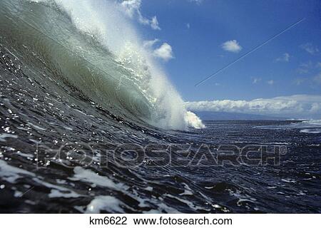 curl of cresting pacific ocean wave View Large Photo Image Stock Image - curl of cresting pacific ocean wave. Fotosearch
