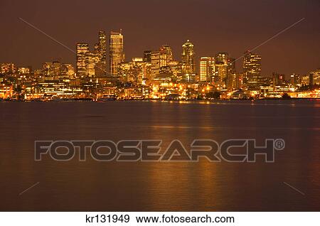 downtown view night seattle washington from gas works park View Large Photo Image Stock Photo - downtown view night seattle washington from gas works park. Fotosearch