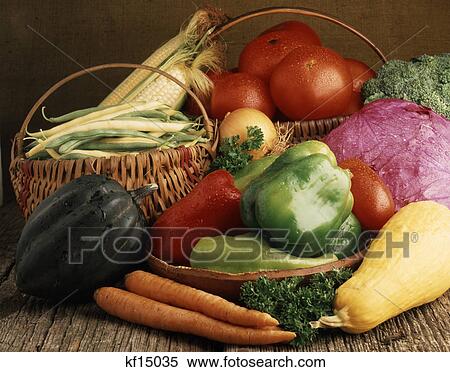 farm fresh vegetables on table and in baskets View Large Photo Image Stock Photography - farm fresh vegetables on table and in baskets. Fotosearch