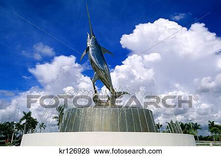 Stock Photo - fish statue and fountain fishing hall of fame ft. lauderdale, fl. Fotosearch