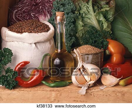 flax oil seeds and meal with garlic and vegetables View Large Photo Image Stock Image - flax oil seeds and meal with garlic and vegetables. Fotosearch