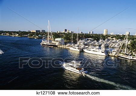 Stock Photo - ft. lauderdale fl boats along intercoastal waterway. Fotosearch