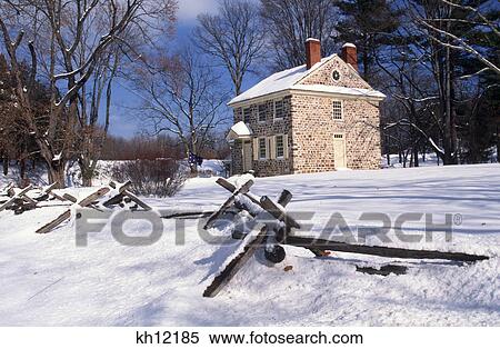 Stock Photography - george washington headquarters in winter snow valley forge pennsylvania usa. Fotosearch
