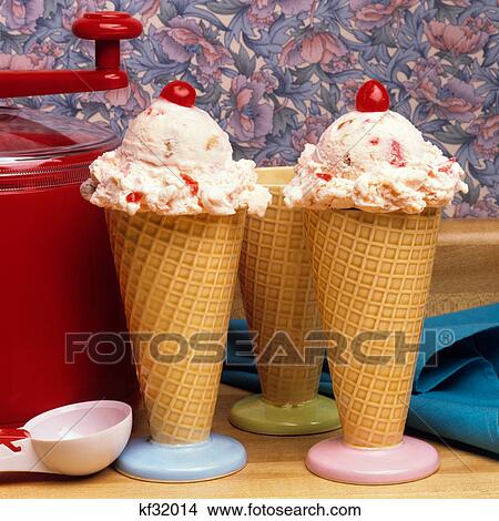 homemade cherry-nut ice cream View Large Photo Image Picture - homemade cherry-nut ice cream. Fotosearch