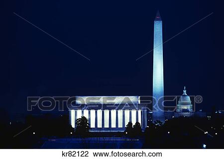 lincoln memorial, washington monument and capitol building at night washington, dc View Large Photo Image Stock Image - lincoln memorial, washington monument and capitol building at night washington, dc. Fotosearch