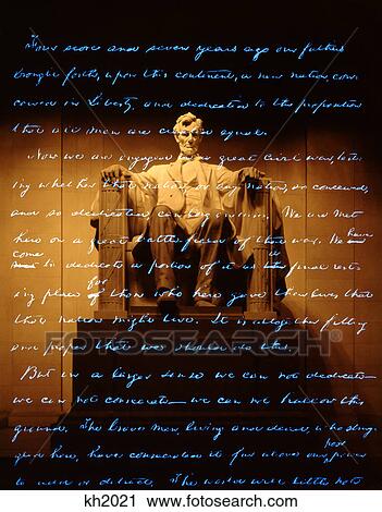 Stock Image - lincoln statue with gettysburg address overlay. Fotosearch
