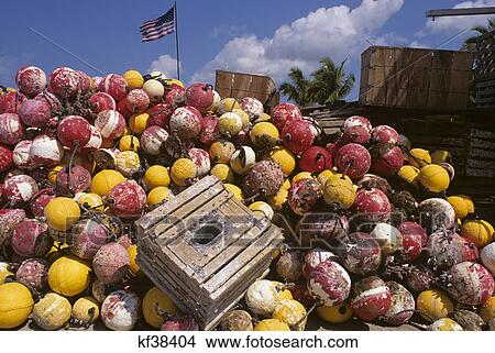lobster traps and buoys key west florida View Large Photo Image Picture - lobster traps and buoys key west florida. Fotosearch