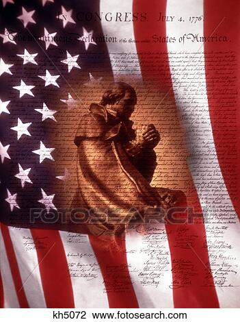 Stock Image - montage george washington american flag and declaration of independence. Fotosearch