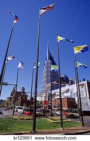 Stock Image - nashville, tn hard rock cafe and bell south tower downtown. Fotosearch