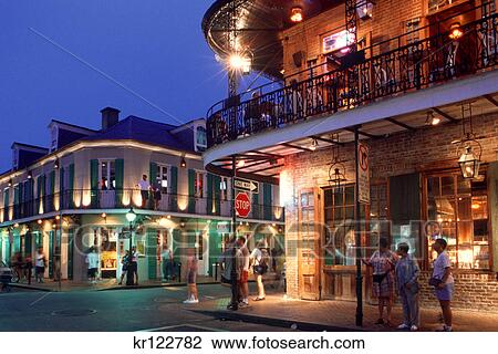 new orleans, la french quarter bourbon street at night View Large Photo Image Stock Image - new orleans, la french quarter bourbon street at night. Fotosearch