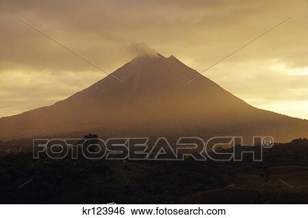 northern costa rica arenal volcano at sunset View Large Photo Image Stock Photograph - northern costa rica arenal volcano at sunset. Fotosearch