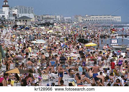 ocean city nj crowded beach in summer View Large Photo Image Stock Photograph - ocean city nj crowded beach in summer. Fotosearch