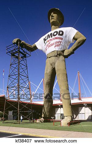 Stock Photo - oil driller statue at fairgrounds arena entrance tulsa, ok. Fotosearch