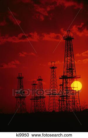 oil field at sunset california View Large Photo Image Stock Image - oil field at sunset california. Fotosearch