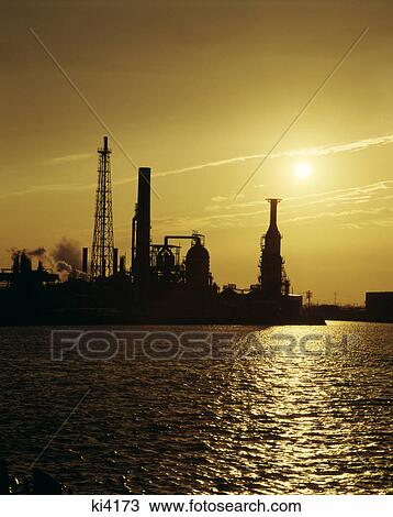 oil refinery at sunset View Large Photo Image Stock Image - oil refinery at sunset. Fotosearch