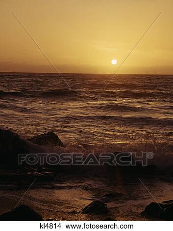 Picture - orange sky golden water. Fotosearch