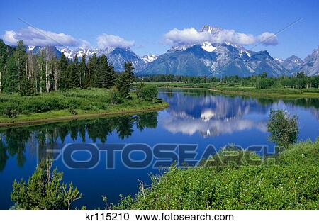 oxbow bend of the snake river grand teton national park, wyoming View Large Photo Image Stock Image - oxbow bend of the snake river grand teton national park, wyoming. Fotosearch