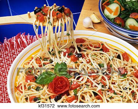 pasta with tomatoes olives and basil View Large Photo Image Stock Image - pasta with tomatoes olives and basil. Fotosearch