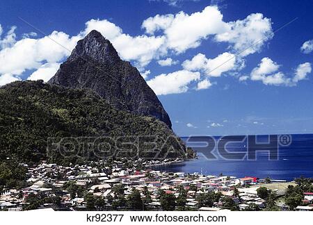 Stock Photo - petit piton and soufriere st. lucia west indies. Fotosearch