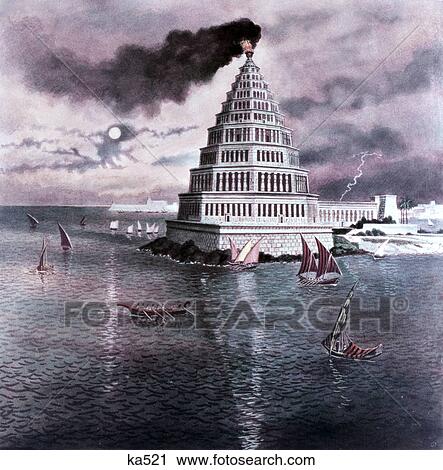 pharos of alexandria one of the seven wonders of ancient world View Large Photo Image Stock Image - pharos of alexandria one of the seven wonders of ancient world. Fotosearch