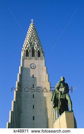 reykjavik, iceland hallgrims sinkja and statue of leif ericsson View Large Photo Image Stock Image - reykjavik, iceland hallgrims sinkja and statue of leif ericsson. Fotosearch