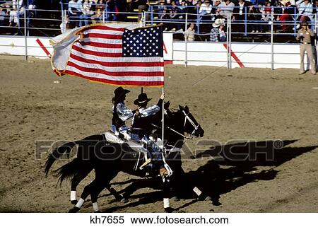 rodeo scene two riders black horses with american flag View Large Photo Image Stock Photography - rodeo scene two riders black horses with american flag. Fotosearch