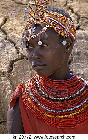 samburu national reserve kenya africa portrait of samburu woman wearing traditional jewelry and headdress View Large Photo Image Stock Image - samburu national reserve kenya africa portrait of samburu woman wearing traditional jewelry and headdress. Fotosearch