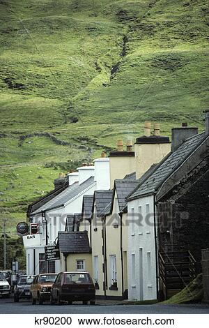 shops and green hill letterfrack, county galway ireland View Large Photo Image Stock Image - shops and green hill letterfrack, county galway ireland. Fotosearch