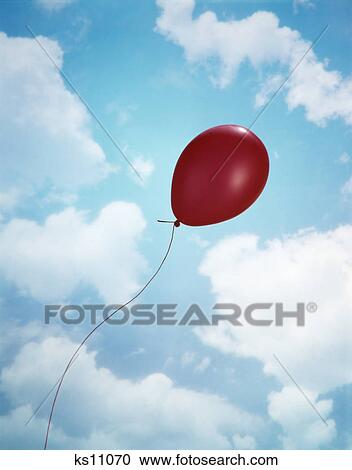 single red balloon blue sky View Large Photo Image Stock Image - single red balloon blue sky. Fotosearch