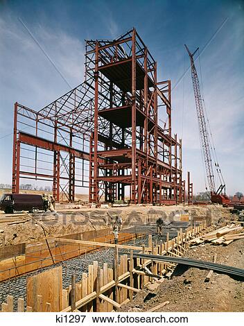 steel girder building construction site with crane View Large Photo Image Stock Photo - steel girder building construction site with crane. Fotosearch
