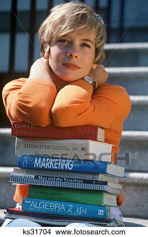 student on steps with books View Large Photo Image Picture - student on steps with books. Fotosearch